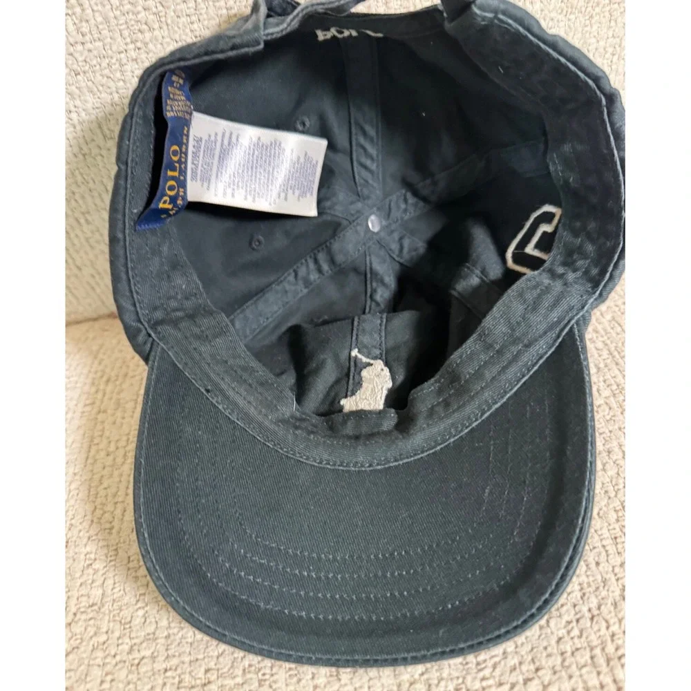 Polo Ralph Lauren Navy‎ Hat Sz 4-7 Kids Youth Strap Back Silver Big Pony Y2K
